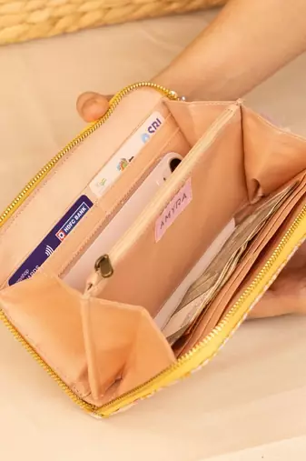 Nyraa embroidered wallet - mustard