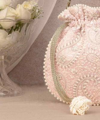 Rhea threadwork potli - pink 4
