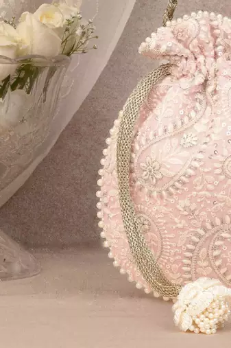 Rhea threadwork potli - pink