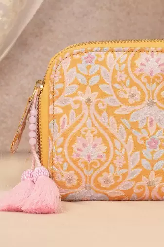 Nyraa embroidered wallet - mustard