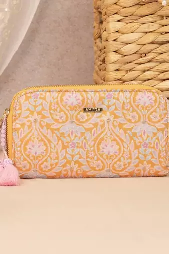 Nyraa embroidered wallet - mustard