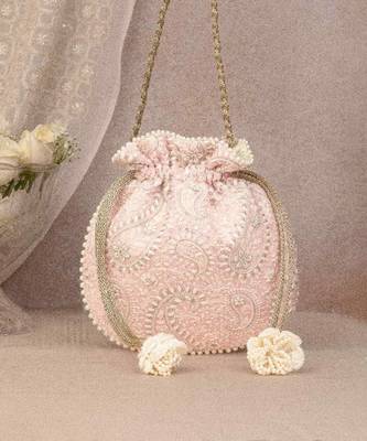 Rhea threadwork potli - pink 5