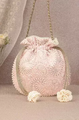 Rhea threadwork potli - pink