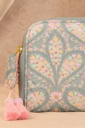 Nyraa embroidered wallet - powder blue