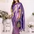 Lavender banarasi chaturi silk blend with weaving saree with blouse