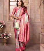 Off white banarasi chaturi silk blend with weaving saree with blouse