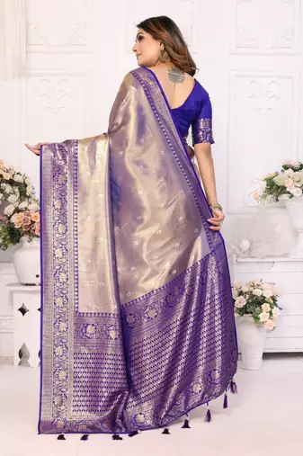 Lavender tissue silk blend with butti weaving saree with blouse