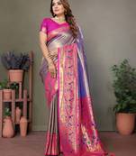 Lavender tissue silk blend with paithani woven saree with blouse
