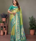 Light green tissue silk blend with paithani woven saree with blouse