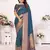 Navy blue silk blend with zari weaving saree with blouse