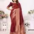 Dark maroon silk blend with zari weaving saree with blouse