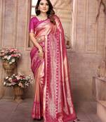 Peach tissue silk with weaving saree with blouse
