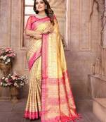 Cream tissue silk blend with weaving saree with blouse