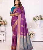 Purple weaving saree with blouse