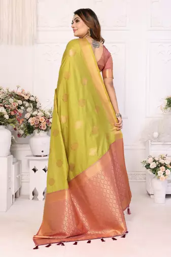 Light green weaving saree with blouse