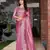 Pink embroidered Jute Coating silk saree with blouse piece