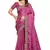 Pink embroidered satin saree with blouse piece