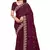 Wine embroidered satin saree with blouse piece