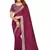 Wine embroidered Vichitra Blooming silk saree with blouse piece
