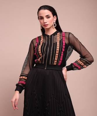 Black luciano mesh jacket with camisole 1
