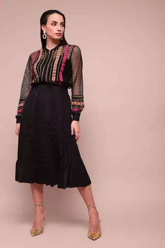Black luciano mesh jacket with camisole