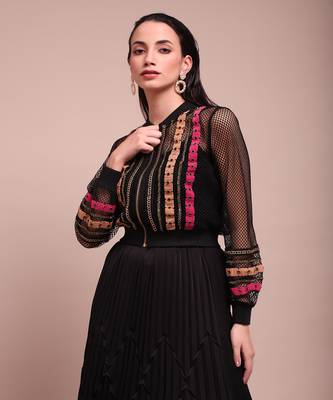 Black luciano mesh jacket with camisole 3
