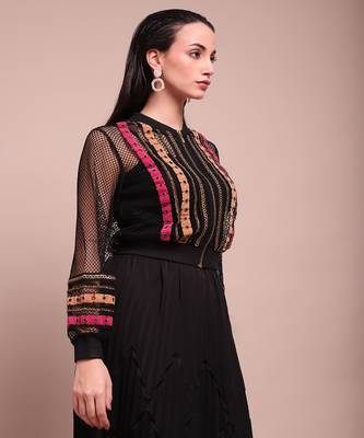 Black luciano mesh jacket with camisole 4