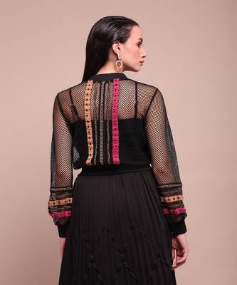 Black luciano mesh jacket with camisole 5