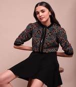 Black estrella velvet crop jacket