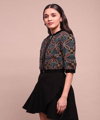 Black estrella velvet crop jacket 4