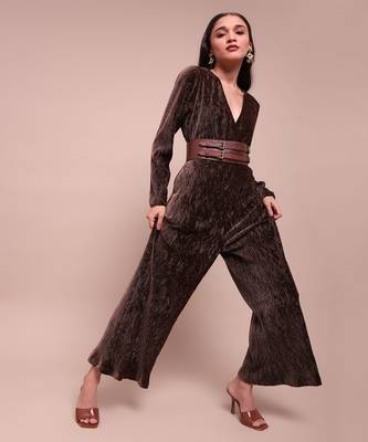 Brown caren velvet jumpuit 1