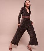 Brown caren velvet jumpuit