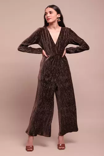 Brown caren velvet jumpuit