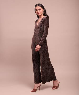 Brown caren velvet jumpuit 3