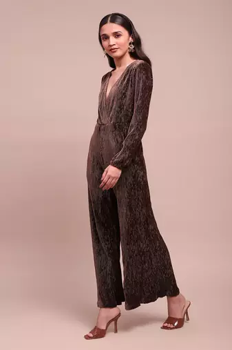 Brown caren velvet jumpuit