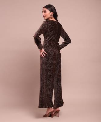 Brown caren velvet jumpuit 5