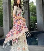 White Cotton Silk Saree With Cotton Zari Weav Work With Blouse