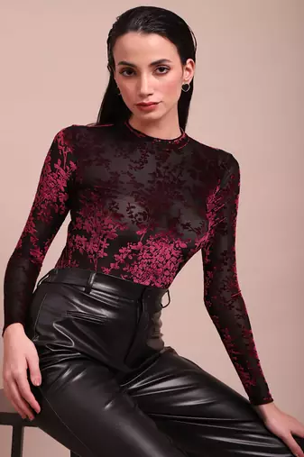Red oriana bodysuit