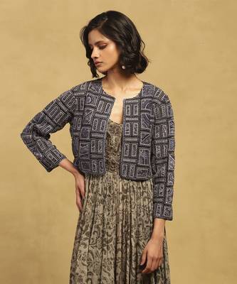 Blue geo applique jacket 1