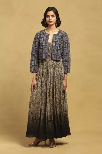 Blue geo applique jacket