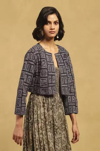 Blue geo applique jacket