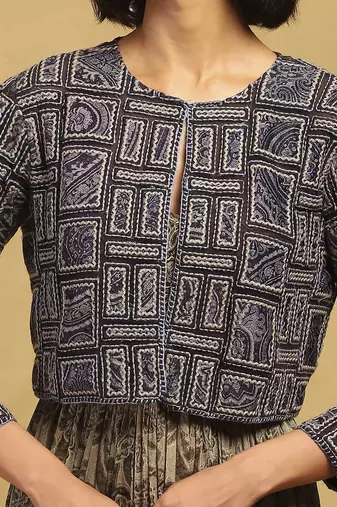 Blue geo applique jacket
