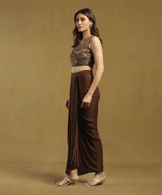 Brown yale cape with bustier and skirt co-ord set 2