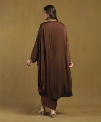 Brown yale cape with bustier and skirt co-ord set 3