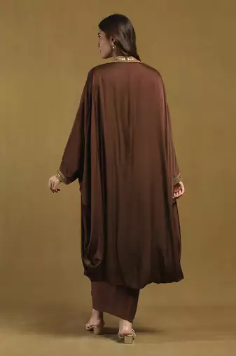 Brown yale cape with bustier and skirt co-ord set