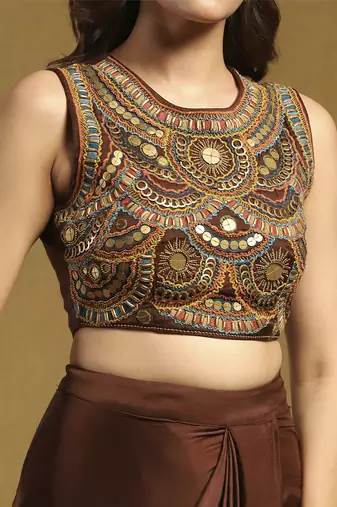 Brown yale cape with bustier and skirt co-ord set