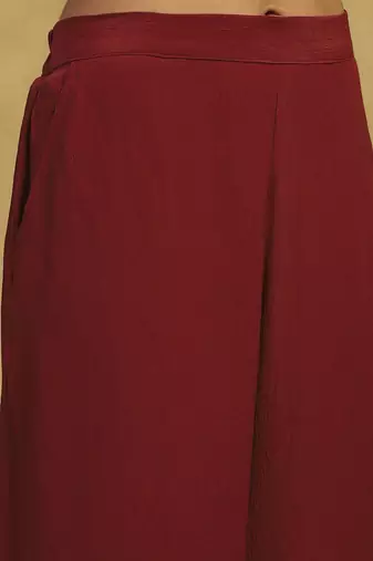 Red kinnauri cape with inner and pant co-ord set