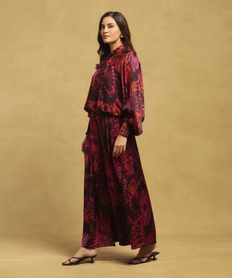 Red hriday top with pant co-ord set 2