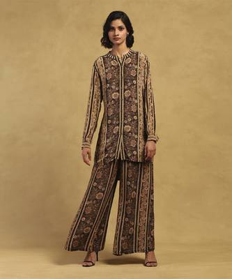 Black arohi shirt with pant co-ord set 1