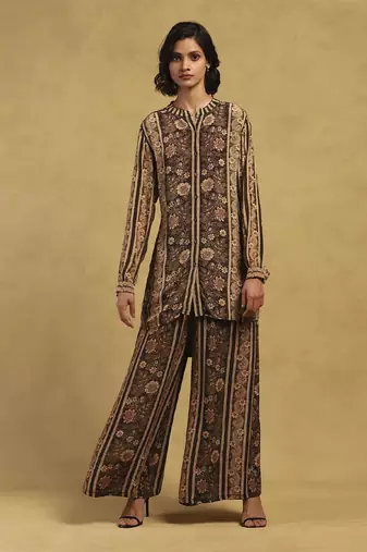 Black arohi shirt with pant co-ord set